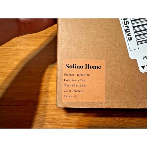 Solino Home 100% Pure Linen Tablecloth,  108" L x 60" W Machine Washable - Picture 2 of 2
